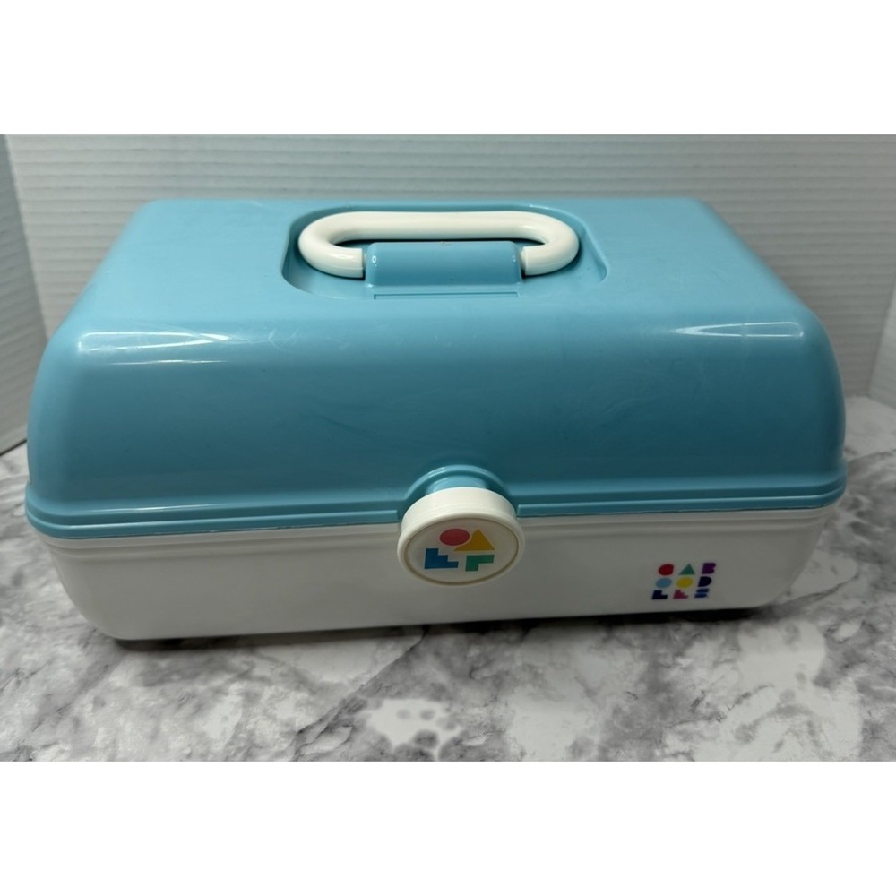 Caboodles On The Go Large Makeup Case Organizer Blue & White Caboodle New